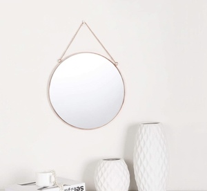 Round Shape Hanging Vintage Wall Mirror with Metal Border Wall Hanging Mirror with Chain | Decorative MIrror Gold Border Mirror - Product Image 3