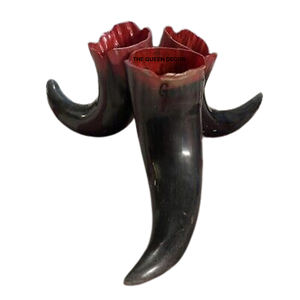 Jarrón de Cuerno para Decoración y Celebración, Jarrón de Flores con Diseño en Forma de Cuerno, Hecho a Mano, Color Marrón Orgánico - Product Image 3