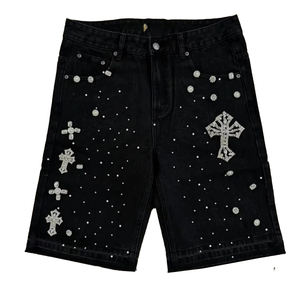 Short en jean pour homme, tendance, très demandé, avec strass, dernier design, haute qualité, respirant et confortable - Product Image 1