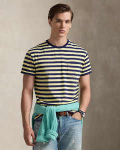 เสื้อยืดลายทางผู้ชายโลโก้แบบกำหนดเอง – ผ้าฝ้าย 100% คุณภาพสูง เนื้อนุ่ม สวมใส่สบาย แขนสั้น เสื้อยืดพื้นฐานสำหรับฤดูร้อน ใส่ได้ทุกวัน - Product Image 2