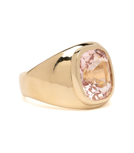 Bague Cocktail en Quartz Rose, Or 14K, Sertissage Ovale, Bague de Fiançailles Glamour pour Femme, Pierre de Naissance de Juin - Product Image 2