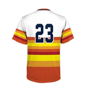 ยอร์กวิลล์ ฟ็อกซ์สเสื้อเบสบอลแบบซับลิเมชั่น แขนสั้น คอกลม ลายทาง ระบายอากาศได้ดี ผลิตจากโพลีเอสเตอร์ ชุดกีฬาสำหรับผู้ใหญ่ ทรงปกติ - Product Image 3