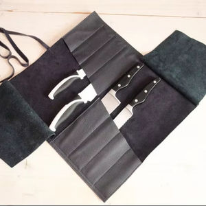 Sac à dos de luxe en cuir pour couteaux de chef, avec compartiments, organiseur portable, pochette de rangement avec boîte cadeau LKR-0252 - Product Image 1