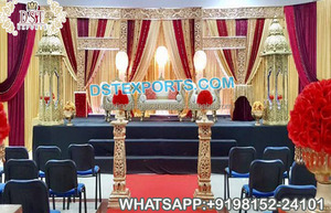 Precioso TEMA DE Bollywood, configuración de escenario de boda, gran escenario de boda tradicional de recepción, tendencia, decoración de escenario de compromiso de boda - Product Image 6