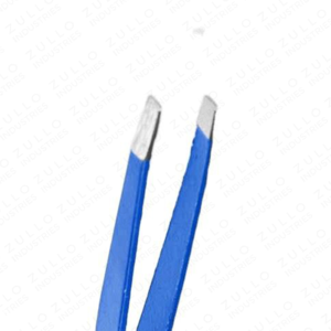 Blue Stainless Steel Slant Tip Eyebrow Tweezers Custom Private Label Hair Removal Personal Care Beauty <b>Tool</b> OEM - Product Image 5