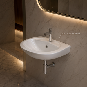 Lavabo de Pared de Cerámica Moderno Oasis, Fácil de Limpiar, 5 Años de Garantía, para Escuelas, Gimnasios, Baños, Villas, Hoteles, Hospitales - Product Image 3