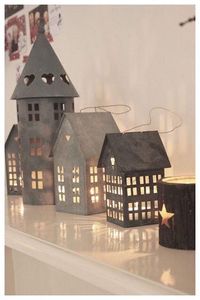 ของตกแต่งบ้านรูปทรงบ้านโลหะสไตล์วินเทจ งานฝีมือประดับตกแต่ง - Product Image 4