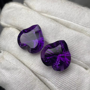 Par de amatistas naturales con corte en forma de corazón, color púrpura, para pendientes, calidad AAA, brillo superior, corte perfecto, pulido impecable a precio económico. - Product Image 4