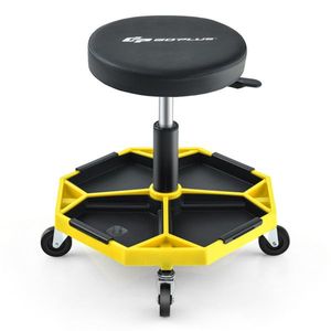 <b>Adjustable</b> <b>Height</b> Rolling <b>Stool</b> Yellow Heavy Duty Auto Repair Tool with 330 LBS Capacity Tool Tray Storage - Product Image 2