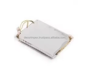 Plateau en aluminium Bordure décorative Plateau de service rectangulaire en aluminium poli argenté Snack Servant - Product Image 2