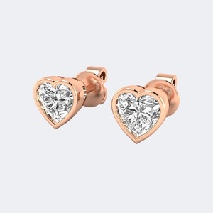 Pendientes de tuerca con bisel de diamante de 1.00 quilates chapados en oro de 14 quilates, corte corazón, estilo vintage, para regalo de compromiso, boda y aniversario - Product Image 6