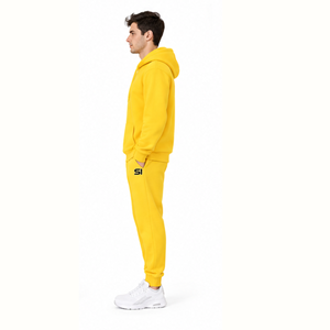 Ensemble de survêtement jaune à capuche, manches longues, polaire, vêtements de sport décontractés, haute qualité 240g, personnalisable, homme, femme, unisexe, tout - Product Image 4