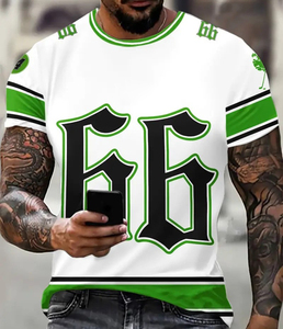 Camiseta de Moda Urbana para Hombre, Manga Corta, Cuello Redondo, Diseño Creativo con Estampado de Números, Tendencia Casual - Product Image 1