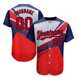 Custom Baseball Jersey Team Uniform Polyester <b>Sublimation</b> Patriotic Flag Print V Neck Men Sportswear Baseball Jerseys - Product Image 1