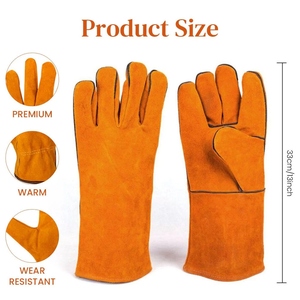 Gants de soudage en cuir de vachette de qualité supérieure, résistants à la chaleur et aux étincelles, antistatiques, pour four, boulangerie, barbecue - Product Image 2