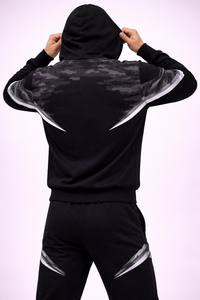 ชุดวอร์มลายพรางสีดำสำหรับผู้ชายพร้อมฮู้ด – ชุดกีฬาพร้อมโลโก้สั่งทำ |   ผู้ผลิตสินค้าภายใต้แบรนด์ของผู้จ้าง (OEM) - Product Image 4