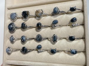 925 Sterling Silver Blue Pietersite <b>Crystal</b> <b>Ring</b> Genuine Blue Pietersite <b>Crystal</b> <b>Ring</b> Wholesale Price - Product Image 1