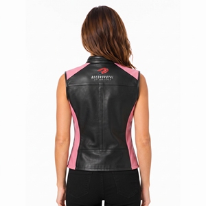 Gilet en cuir pour femme avec matière en cuir de qualité supérieure, coupe ajustée élégante, doublure intérieure douce, coutures durables et confortable. - Product Image 5