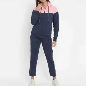 Ensemble de survêtement à capuche court pour femme, manches longues, couleur unie, cordon de serrage, tenue décontractée, hiver, 100% coton, polaire respirant - Product Image 1