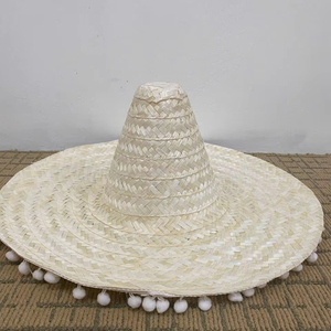 Chapeaux de paille Sombrero rayés colorés en herbe naturelle avec logo personnalisé – Unisexe, pour l'été, les fêtes, le quotidien, les cadeaux et la décoration - Product Image 1