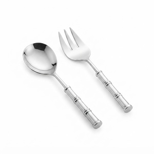 Ensemble de cuillères et fourchettes à salade en acier inoxydable avec design poisson vintage, manche en aluminium, finition argentée, couverts de luxe - Product Image 6