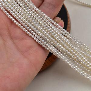 2025 Zhuji 3-4mm Crushed Gold Freshwater Near Round Pearl 14k Gold 40+5cm Necklace Elegant Pearl <b>Chain</b> - Product Image 2