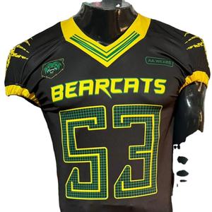 Camiseta de fútbol americano de talla grande, pantalones de sublimación elásticos transpirables, uniformes de manga corta de fábrica Real bordados reales - Product Image 1