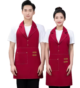 Uniforme de Recepcionista de Hotel Vesbhusha, Diseño Personalizado, Delantal de Tela Impermeable con Detalles en Cuero, para Restaurante, Bar - Product Image 4