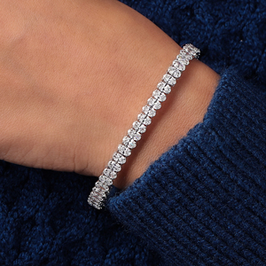 Bracelet tennis ovale en diamants de laboratoire 12 TCW pour femmes, bracelet en or blanc 14 carats, diamants certifiés E-F/VVS-VS - Product Image 1
