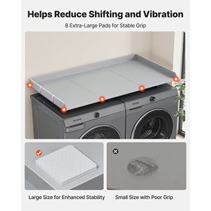 Piano d'appoggio in legno impermeabile 54 x 27,5 pollici per lavatrice/asciugatrice con 2 ganci e bordo superiore per montaggio a parete - Product Image 5