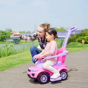 Auto Cavalcabile 3-in-1 Rosa Chiaro per Bambini 1-3 Anni con Funzione Spinta e Giocattolo Scorrevole, con Clacson e Musica - Product Image 2