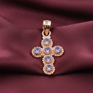 Colgante de cruz de plata de ley 925 con piedra preciosa de amatista morada, joyería religiosa vintage hecha a mano para mujeres y hombres, regalo de Navidad - Product Image 3