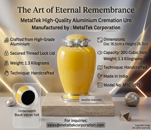 Best Yellow Cremation Urn Adult Funeral Ashes Container Aluminum Metal Urns Customized Colours Memorial Funeral Decorative Jars - Product Image 4
