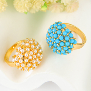 New Gorgeous Pearls <b>Cocktail</b> <b>Rings</b> Elegant 21k <b>Gold</b> Plated Zirconia Wedding <b>Rings</b> Jewelry for Bridal Party Gift - Product Image 3
