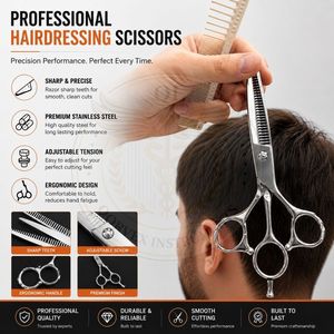 Ciseaux professionnels pour la coiffure – Ciseaux texturisants de style japonais de qualité supérieure, ciseaux à effiler les cheveux 440C 30 dents - Product Image 2