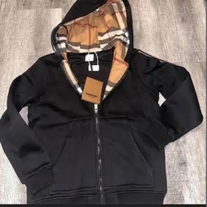 Sweat à capuche zippé en coton 100% à carreaux de haute qualité Burbes pour l'hiver, avec logo de marque brodé, pour homme/femme, coupe universelle - Product Image 5