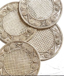 Gracefully Handcrafted Caracol Coasters Rattan Natural Swirl Openwork Soft Fiber Heat Insulation Cup <b>Protectors</b> Boho Kitchen - Product Image 4
