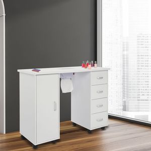 Table de manucure en MDF avec une seule porte et 4 tiroirs en blanc - Product Image 5