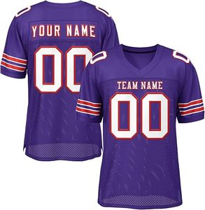 Custom Purple American Football Jersey Men's V-Neck Short Sleeve Premium Breathable <b>Mesh</b> Team Name Number Sublimated Print - Product Image 1