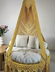Yellow <b>Macrame</b> Swing, Hanging Chair, <b>Macrame</b> Hammock, Patio Swing, Indoor Swing Chair, Boho Chair, Christmas Gift - Product Image 1