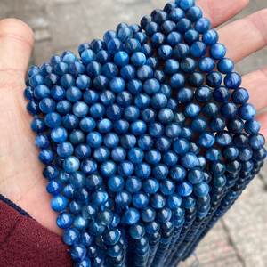 Cuentas de Cianita Azul Natural Pulida con Color Mejorado, Hilo Completo de 15 Pulgadas, Sueltas, Certificadas por IGI, de Rajastán, para Fabricación de Joyas - Product Image 4