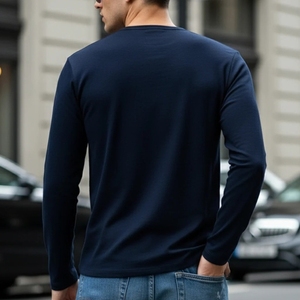 Camiseta de Lana Merino con Cuello Redondo, Informal, Personalizada, de Otoño y Primavera, de la Fábrica Solarwool, para Hombre - Product Image 2