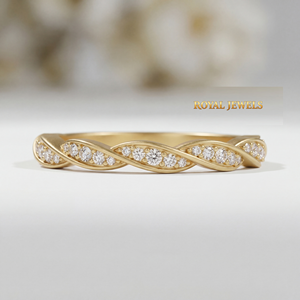 Women's 925 Sterling <b>Silver</b> Moissanite Twist <b>Eternity</b> <b>Ring</b> Rose Gold Plated Wedding Anniversary Band - Product Image 1