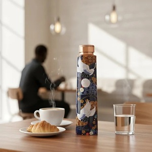 Oriental Design Metal <b>Thermos</b> With Lid Portable Travel Flask - Product Image 1