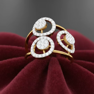 แหวนทองประดับเพชรทรงคลัสเตอร์ ดีไซน์วงกลมสามชั้น สำหรับผู้หญิง เครื่องประดับงานแต่งงานและงานเลี้ยงสุดหรู - Product Image 2