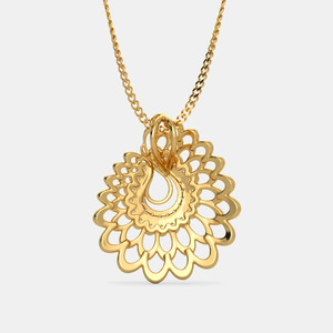Yellow Gold Layered Floral Teardrop Lab Grown Diamond Pendant Necklace - Product Image 5