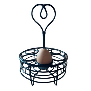 Modern 2-Tier Metal Wire <b>Egg</b> Holder For Kitchen Countertop Space-Saving 12-Slot <b>Egg</b> Storage Organizer With Ergonomic Wood Handle - Product Image 2