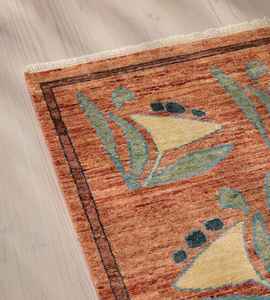 Tapis turc tissé à la main en laine/soie, motifs floraux, écologique, antidérapant, résistant à la saleté, adapté aux animaux domestiques, fin et plat - Product Image 3