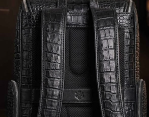 Luxury Crocodile Leather <b>Backpack</b> Durable <b>Black</b> Men's Travel Bag - Product Image 3