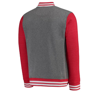 Chaqueta Varsity Gris para Hombre con Mangas Negras, Cierre de Botones, Cuello Camisero, Ropa Casual de Otoño - Product Image 5